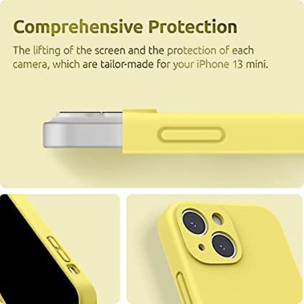 Silikondeksel Kompatibelt med iPhone 13 Mini Deksel 5.4 tommer (2021), med Kamerabeskyttelse Flytende Silikon Myk Gel Gummi Telefon Deksel med Mikrofiber