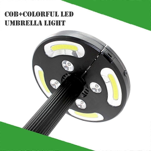 COB + Färgglada LED Paraplylampor, Patio Paraplystolplampor Utomhus Trädgårdsparasollampa - AA Batteridriven