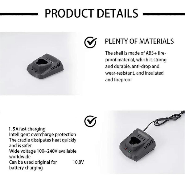 Litium Batterilader for Makita 10.8V 12V BL1014 BL1013 Li-Ion Batteri Elektroverktøy Deler Erstatning
