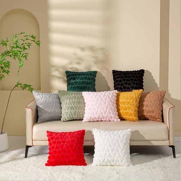 3D Hjerte Mønster Plys Pudebetræk til Sofa og Soveværelse Indretning White 1pc