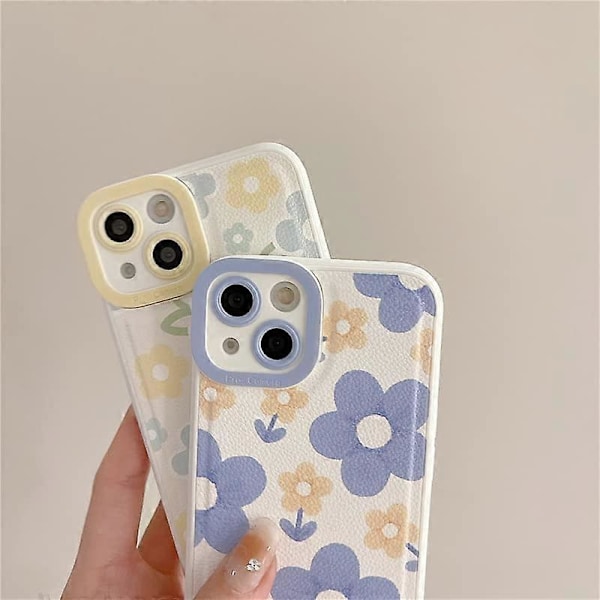 Sött blommigt kameraskydd mjukt iPhone-skal (Blå, iPhone 11)