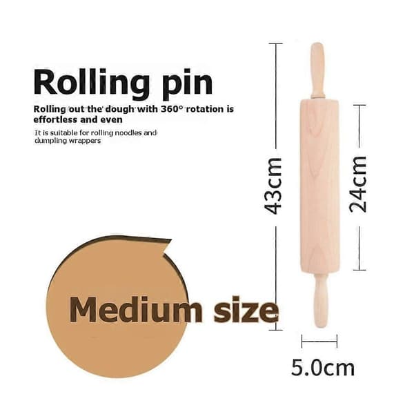 Premium Træ Kagerulle 42 cm Ideel til Bagning af Pizza, Pasta, Småkager og Mere Ergonomisk Design B M