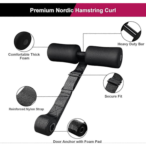 Leg Curl Maskine Justerbare Nordiske Curl Stropper til Sit-ups Fitnessudstyr Squats Ben Mave Core Træning Hjemme Fitnesscenter Træning