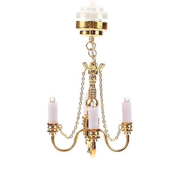 1:12 Dukkehus Mini 4 Arm Loftlampe Lysekrone LED Lampe Væglampe Model Boligindretning Dukkehus Dec