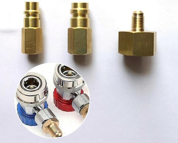 Kjølemiddelflaske Adaptersett For R134a 1/4sae Tråd W21.8 Til 1/4sae
