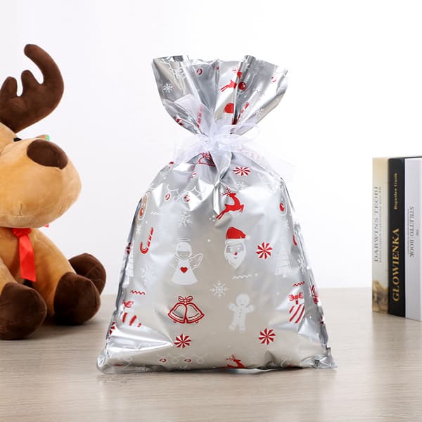 30-pack julklappsfoliepåsar, med dragsko, presentpåsar, godispåsar (stora, mellanstora, små)