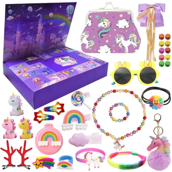 Jul adventskalender 24 Countdown Clendar Christmas Blind Box Unicorn Ice and Snow Smycken Xmas Holiday Presentleksaker för flickor Xmas Gift 12