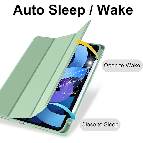 veeki iPad Air 5 2022 Kuori/iPad Air 4 2020 Kuori (10,9\"), Kynätelineellinen Taitettava Jalustakotelo - 2. sukupolven iPencil-lataus Tuettu, Matcha vihreä