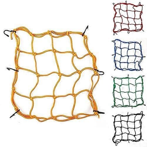 30x30cm Elastisk Motorcykel Netpose - med 6 Kroge - til Hjelm & Bagage & Diverse Holder Blue