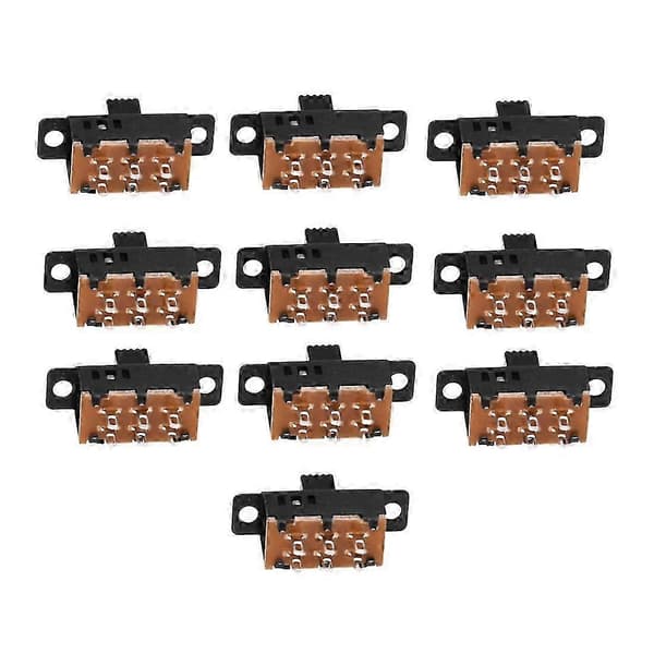 10 st Hög Knopp 6 Pin 3 Positioner DPDT Panel Glidbrytare 0.5A 50V DC