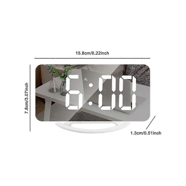Digital Väckarklocka 7\" LED Spegel Elektroniska Klockor Med Touch Snooze Dubbel USB Laddning Skrivbord Vägg Mod