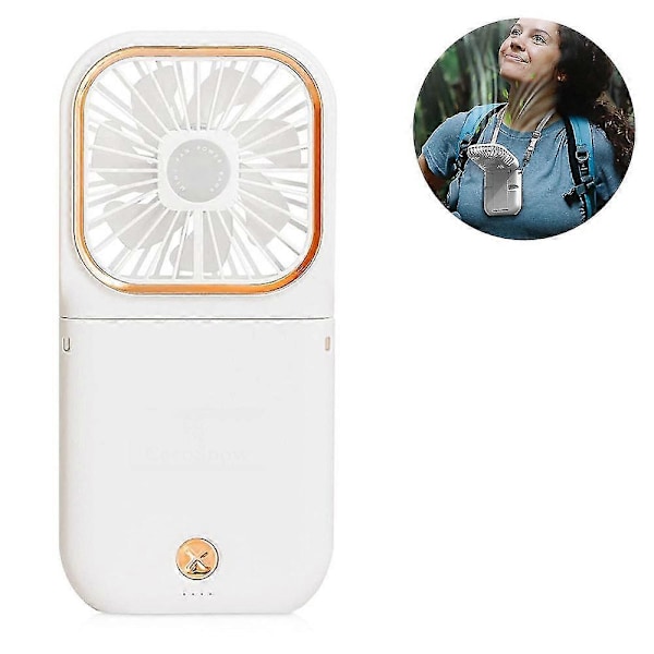 Personlig Handhållen Resefläkt Med Powerbank - Praktisk Bärbar Telefonladdare, USB Uppladdningsbar Halsbandsfläkt, Batteridriven Skrivbordsfläkt Idealisk För Ca