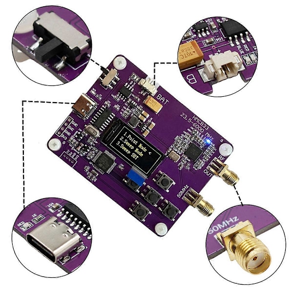 6GHz RF Signalgenerator 23.5mhz-6000mhz Modul Tastaturversjon Oled Skjermvisning HMC833