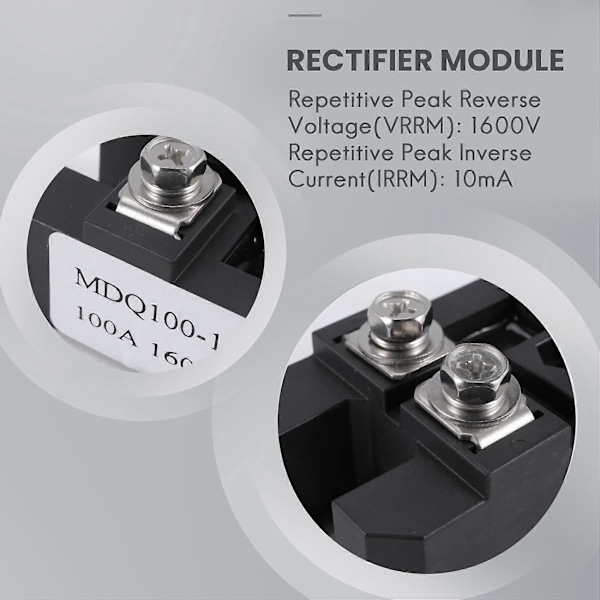 MDQ 100A-1600V Sort Enkeltfaset Diode Bro Ensretter 100A Amp Høj Effekt 1600V