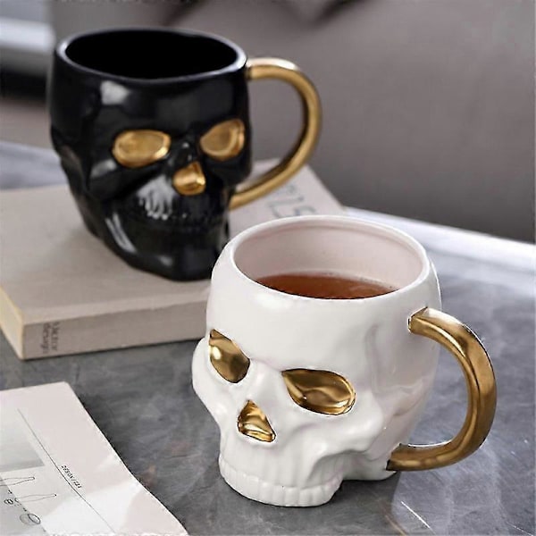 Halloween Dödskallemugg med Handtag Locklös Keramisk Mugg Rolig Vatten Öl Mjölk Mugg Mocka Mugg Kreativ Modellering Mugg, 600ml D