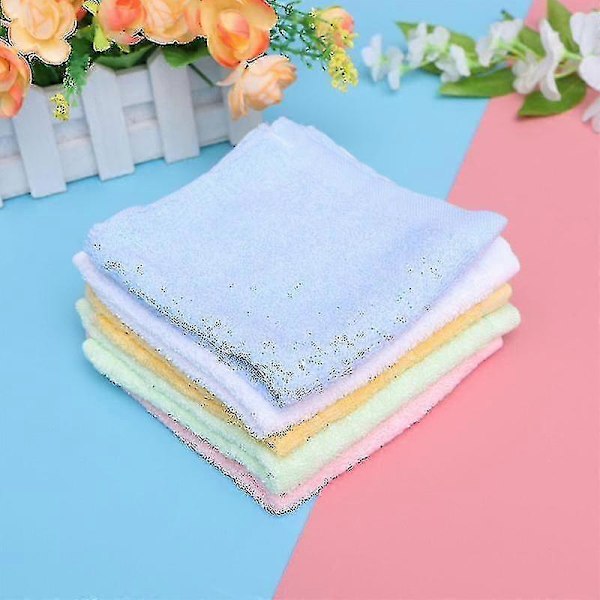 5-pack Bambufibrer Spädbarnsnäsduk Bib Kvadratisk Handduk Muslin Tvätthandduk Bib Baby Tvätthandduk Handduk Rosa Gul Grön Blå Vit