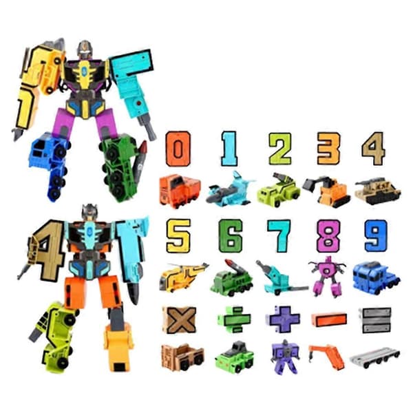 Leksaksdeformation Nummer Transform Robot DIY Monterad Pussel Mecha Robot Leksak för Barn 5-9