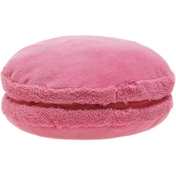Macaron Kudde Plysch Ryggstöd Mikropärla Prydnadskudde Rund Sittdyna Heminredning Kudde 37 cm Jordgubbsfärg