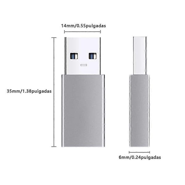 2st Aluminiumlegering Dataöverföring Typ C Hona Till USB 3.0 Hane Datoradapter