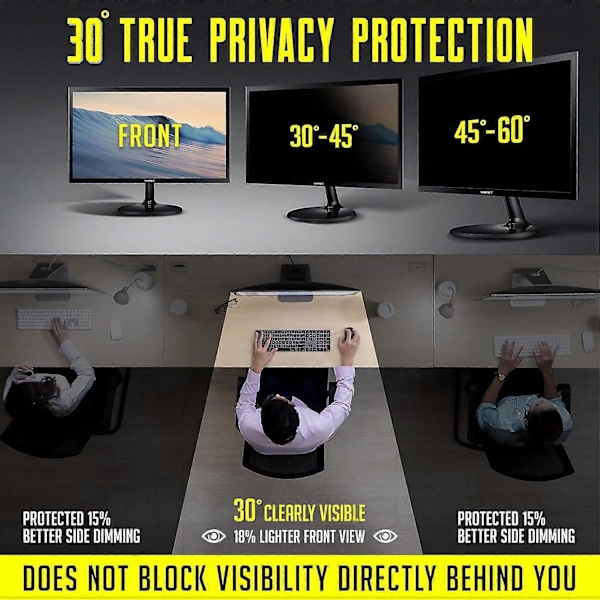 SQCLV 24 tommer Computer Privacy Screen Filter til 16:9 Widescreen Computerskærm - Anti-Glare - Anti-Ridse Beskyttelsesfilm til Databeskyttelse