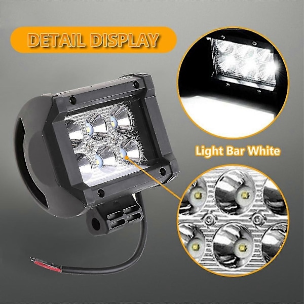 2x Offroad LED Bar 18w Kvadratisk LED Arbejdslys Til Bil Lastbil Båd 4\" Spotlight