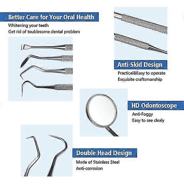Professional Dental Tools Teeth Hygiene Kit - 4 Pieces Stainless Steel