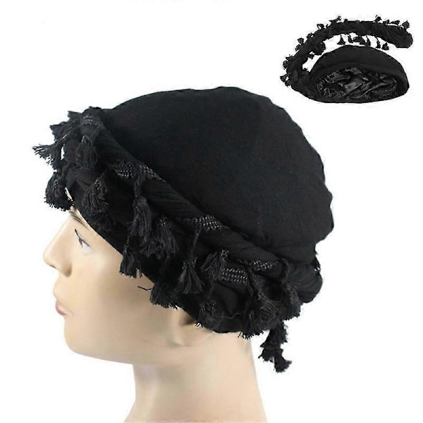 Turban for Menn Silke Satinforet Lue Twist Hodeinnpakninger Elastisk Ferdigknytt Beniee B