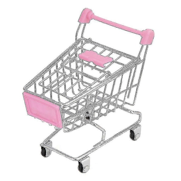 Mini Handlevogn Leker Barn Skrivebordshyller Puff Oppbevaringsstativ Rosa