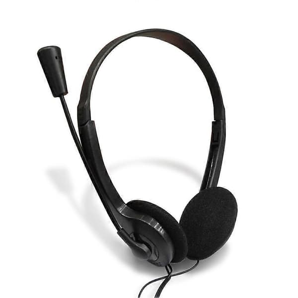 Støjreducerende 3,5 mm kablet stereo-hovedtelefon med tung bas og mikrofon til PC Black