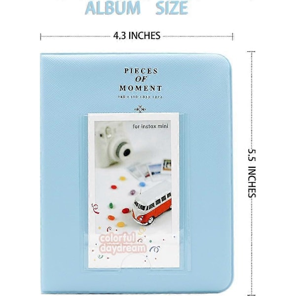 64-ficks mini fotoalbum, lämpligt för Fuji Instax Mini 7s 8 8+ 9 25 26 50s 70 90 direktkamera och visitkort (blå 16 sidor).