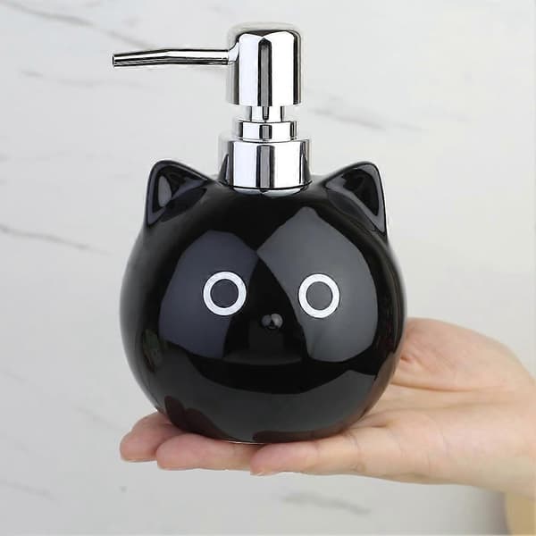 Keramisk katt såpedispenser lotion/dusjgelédispenser søt dyrehåndsåpedispenser pressbar lotiondispenser 2 stk