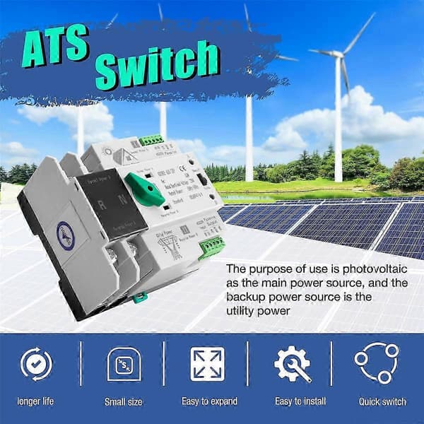 Fotovoltaisk solcelle ATS automatisk overføringsbryter 63A
