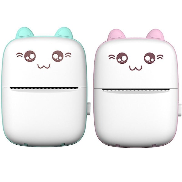 Mini-valokuvatulostin, lämpötarratulostin USB-latauksella, kannettava Bluetooth (valkoinen-vaaleanpunainen)