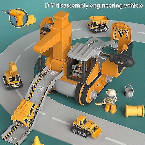 Byggebil Legetøjssæt, 4 I 1 Samlebil DIY Ingeniørbiler Byggelegesæt, Børn Lærings Samlebil Pædagogisk Legetøjssæt