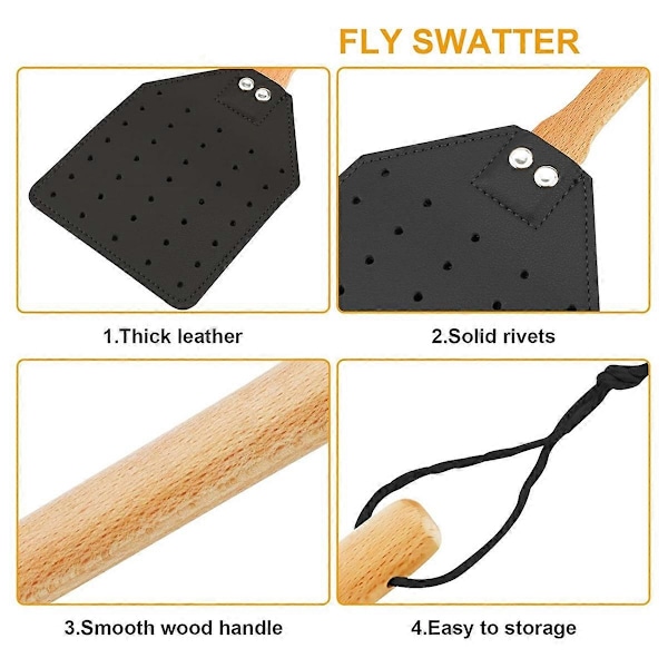 Flugsmälla i Läder för Inomhus/Utomhusbruk, Kraftig Flugsmälla