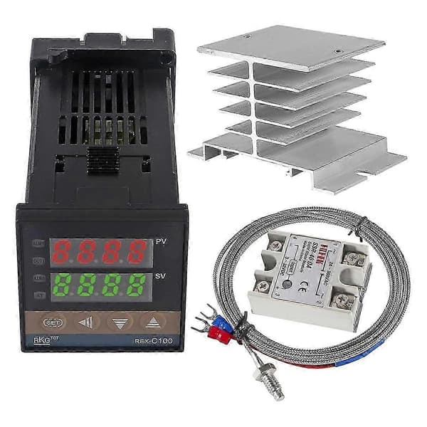PID-Temperaturregulator -C100 Termostat Kit Høj Spænding 100ACV til 240ACV+SSR Relæ 40DA+ K Probe