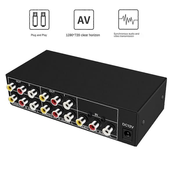 4-vejs AV Splitter 1 ind 4 ud Komposit AV Splitter EU Stik