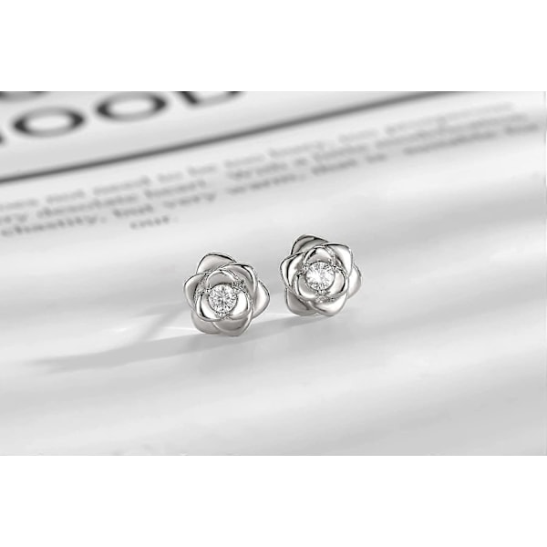 Örhängen i Sterlingsilver för kvinnor, Silver Blomma Cubic Zirconia Hypoallergena Helix Brosk Örhängen Smycken Presenter till Flickor (Silver, Guld, R