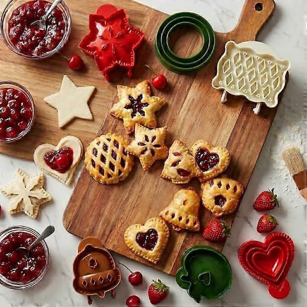 Sæt med mini-håndtærteforme til ferien, non-stick wienerbrødsforme, festlige dejforseglingsforme, genanvendelige bageværktøjer til festdessertfremstilling og gaver 9Pcs