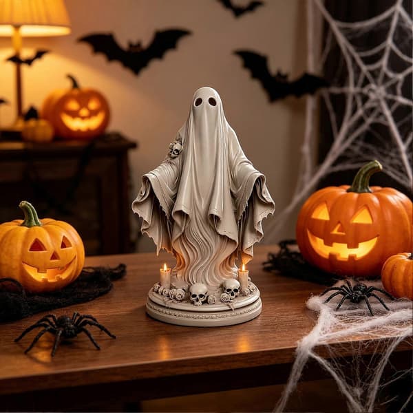 Spøgelseshoved Halloween Statue Harpiks Tiered Bakke Boligindretning B