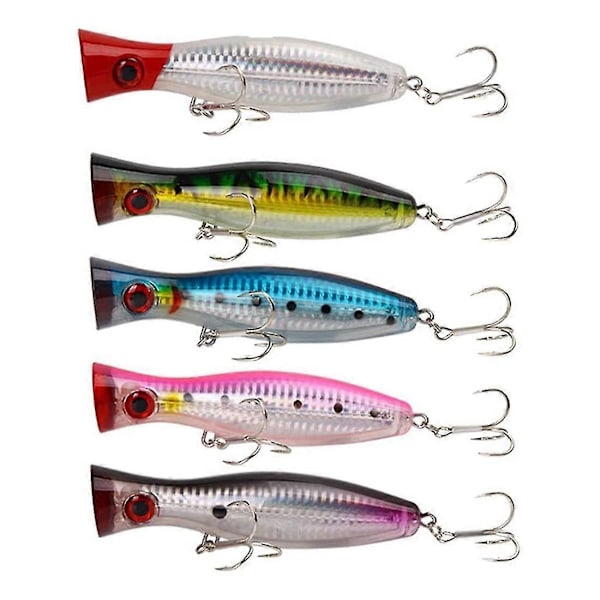 Surface - Popper - Fiskeutrustning för fångst/spinnfiske - Havsfiske - 5 stycken - 12,5 cm och 40 gram