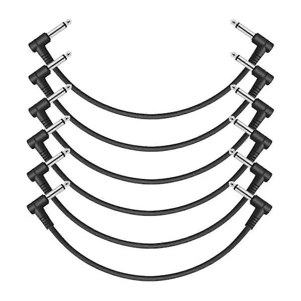 Gitarr Patchkabel Gitarr Effektpedal Kablar, Svart 6-pack 30cm