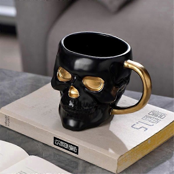 Halloween Skull Cup med Håndtak Uten Lokk Keramisk Kopp Morsom Vann Øl Melk Kopp Mokka Kopp Kreativ Modellering Krus, 600ml D