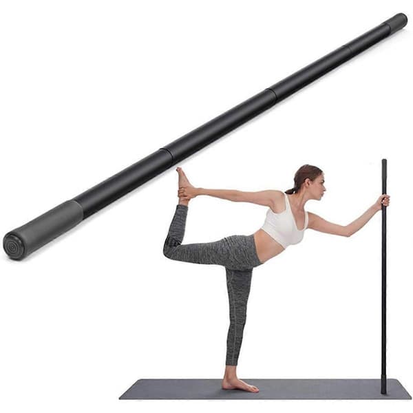 Yogastick 1,5 m Robust Justerbar Stretchingstick i Stål Black