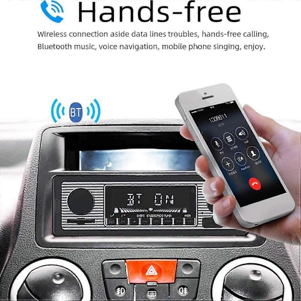 1 DIN Retro Autoradio Bluetooth USB USB/SD/AUX-korttipaikalla FM MP3-soitin PC-tyyppi:IS