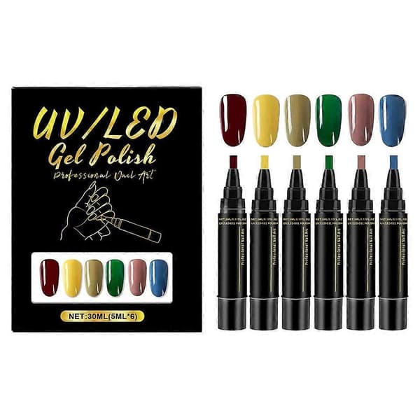 6 st nagellackspennor Nagellackspennor 3 i 1 Gel Polish Pen 2026 Set M2O7