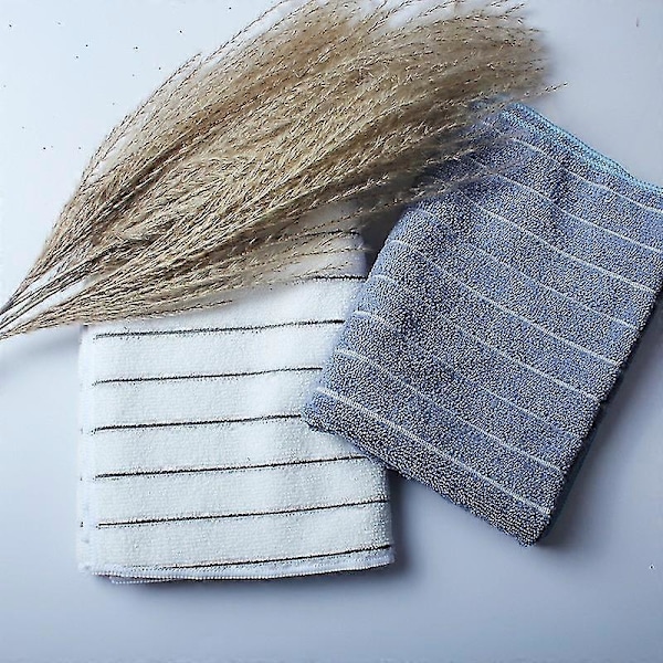 Mikrofiber Viskestykker - Pakke med 8 (stribet design i grå og hvide farver) - Bløde, super absorberende og fnugfri køkkenrulle, 45 x 65 cm
