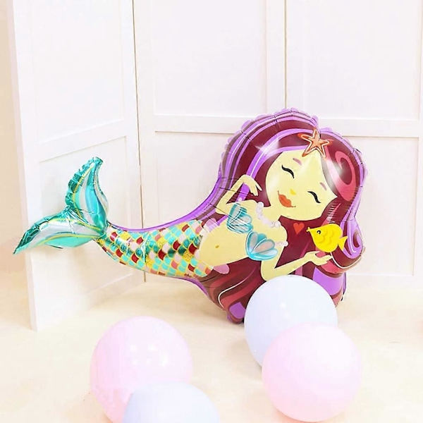 Sæt med 2 Kæmpe 38\" Merry Mermaid Ballon til Fødselsdag Marine Tema Fest Bryllupsdekoration (Lilla)
