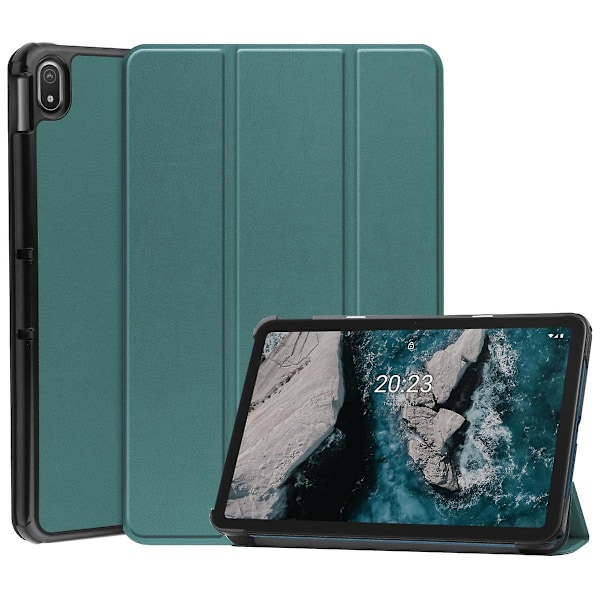 For Nokia Tablet T20 Deksel, Slim Shade Tri-Fold Stativ Hardt Skall Deksel for Nokia Tablet T20 (TA-1392) Utgitt i 2021 10.36\" (Mørkegrønn)