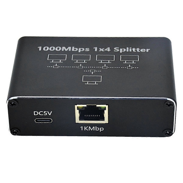 Gigabit Nettverksplitter 1-Til-4 Nettverkskabel Splitter RJ45 Nettverksport Ethernet Splitter Egnet